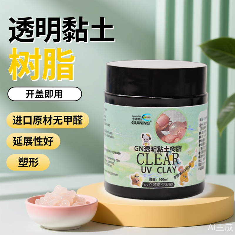 kasuteDIY进口原料无甲醛透明粘土自由树脂手工饰品挂件免发泡胶