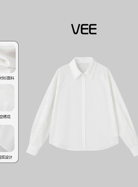 VEE【月光绣】女士刺绣白色衬衫女上衣2026春季新款宽松衬衣内搭