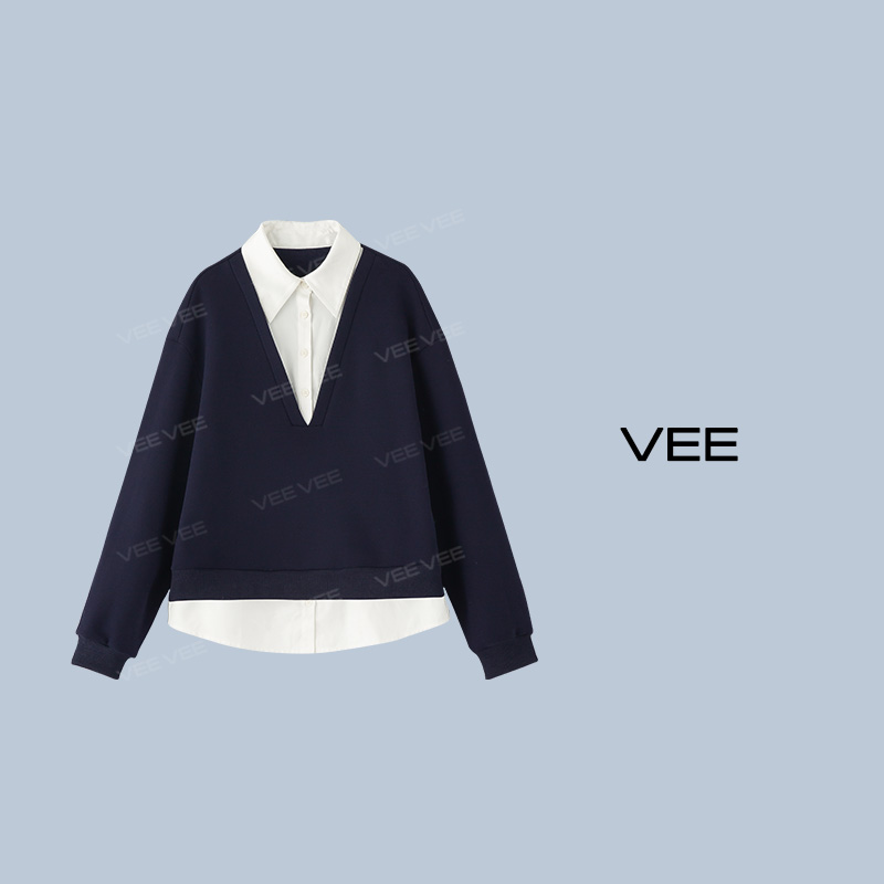 冬装新款假两件休闲卫衣