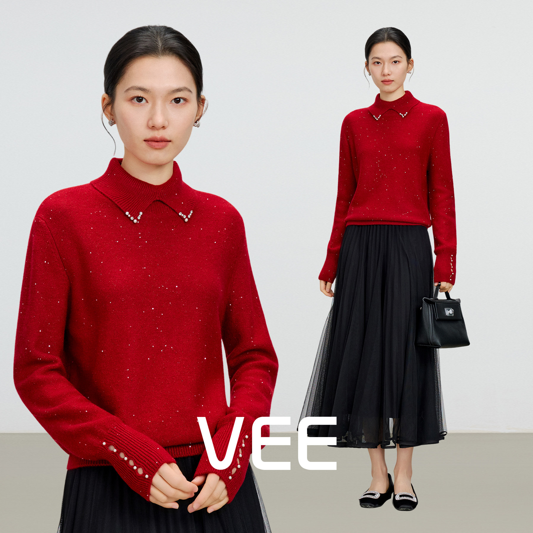 羊毛兔毛混纺软糯针织内搭毛衣