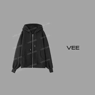 VEE【率性腔调】休闲百搭宽松加绒连帽卫衣
