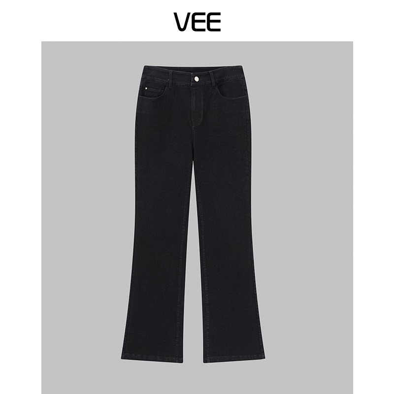 人鱼高腰修身弹力VEE长裤微喇