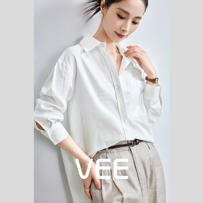 VEE春秋装新款白色长袖衬衫