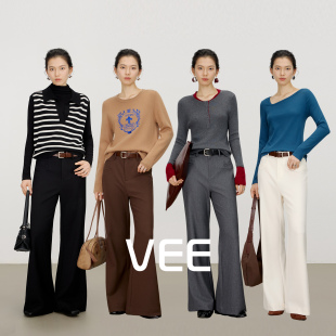 女2025新款 喇叭休闲裤 天丝羊毛混纺西装 裤 VEE 百搭长裤 西餐裤