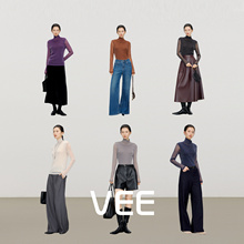 VEE【银河打底衫】新款高领高弹百搭时尚长袖网眼打底衫T恤上衣女