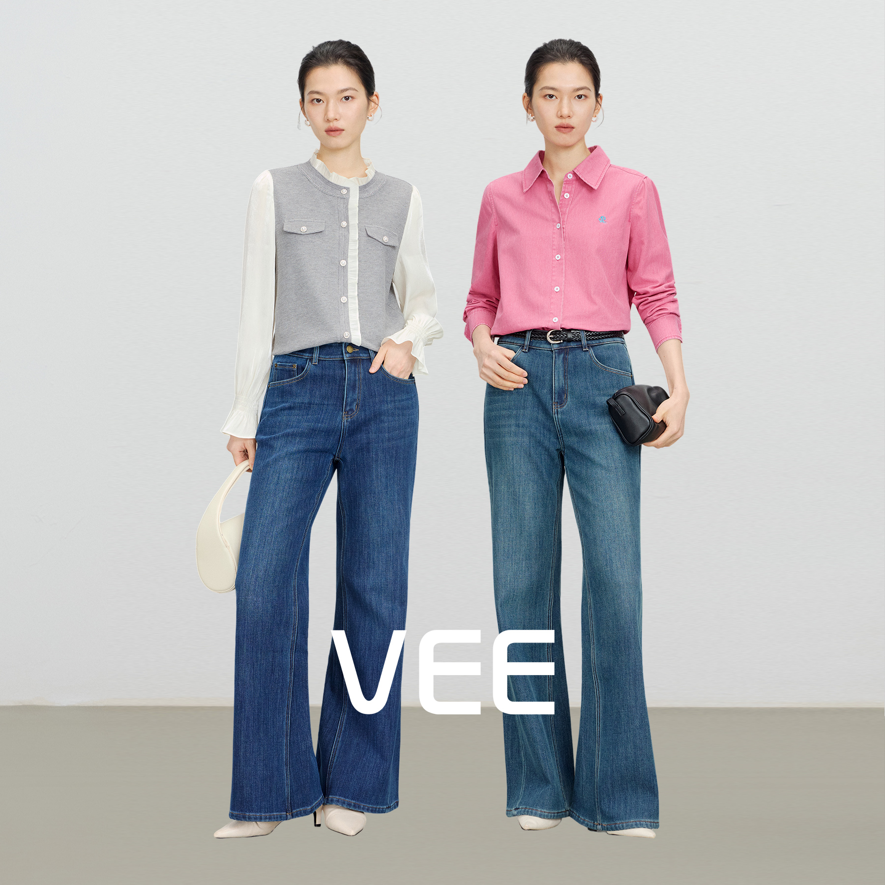 复古做旧微喇加绒牛仔裤子女