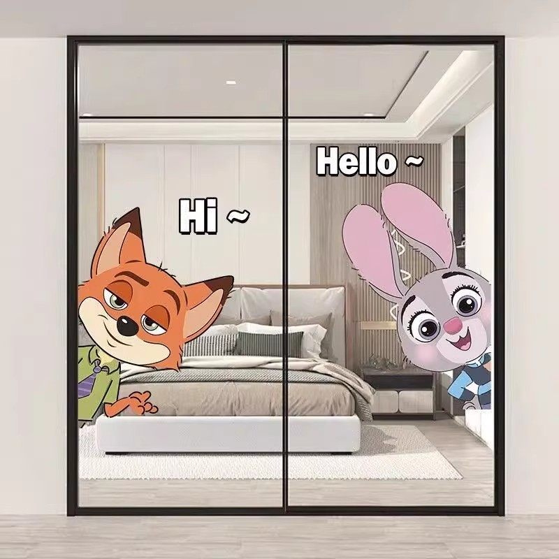 疯狂动物城玻璃门贴纸家用卫生间门窗贴朱迪尼克浴室卡通装饰贴画,家居饰品,软装墙贴,淘宝优惠券,粉丝福利购,淘宝优惠卷