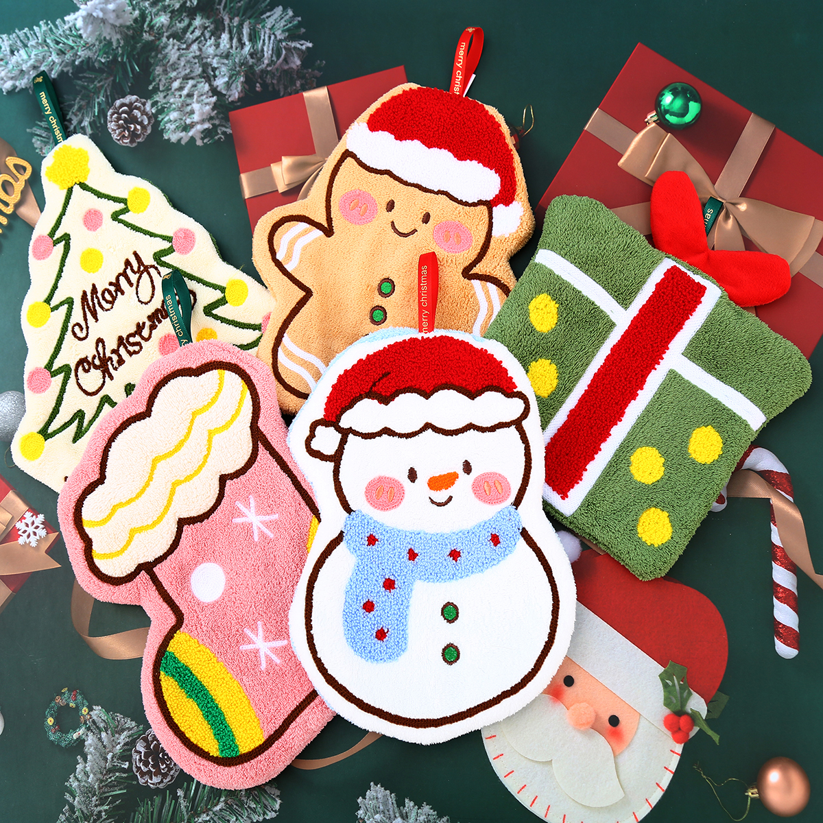 圣诞擦手巾可爱挂式厨房加厚手帕