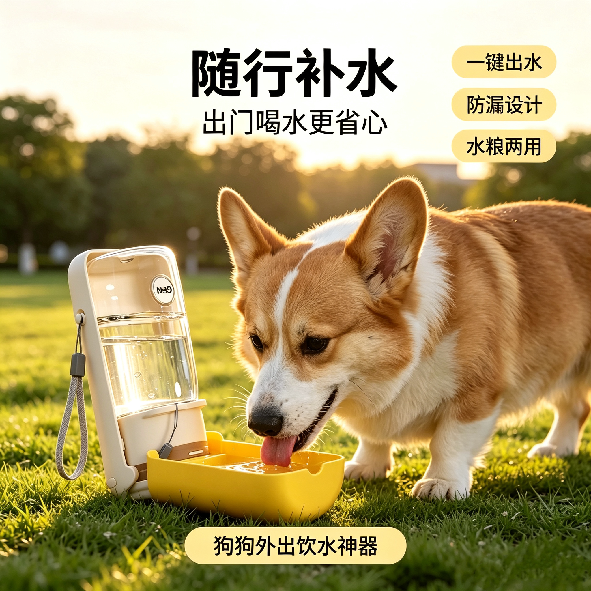 狗狗外出水杯便携式水壶猫咪饮水器随行杯可折叠宠物水粮两用杯