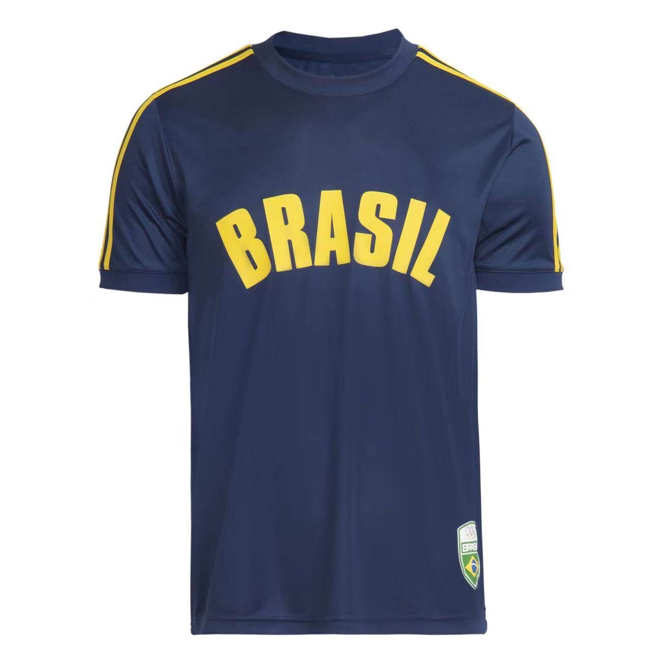 thumbnail for Vintage brazilian sports fan jersey round neck lapel polo cedar semi elongated pull soccer jersey warm-up training uniform