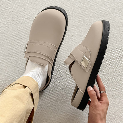 2025新款男式拖鞋小众芒果头低帮半拖懒人一脚蹬包头拖板鞋男Z502