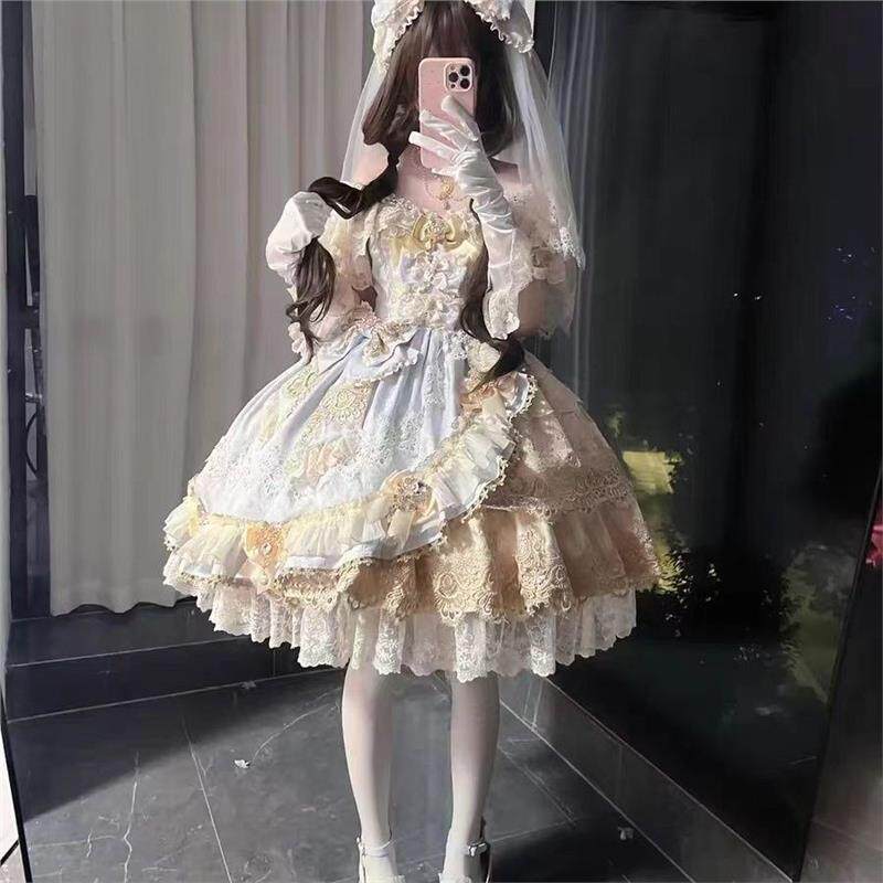 lolita裙子华丽花嫁连衣裙女学生日成人礼公主裙短款洛丽塔晚礼服