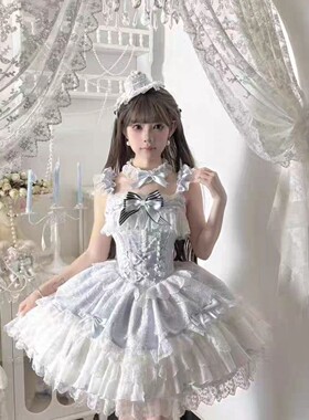 萌糖恋曲芭蕾风洛丽塔连衣裙jsk吊带粉蓝色蛋糕公主裙生日礼服