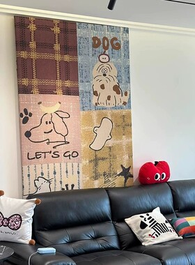 中古风抽象高级感装饰画多巴胺宠物温馨治愈氛围感客厅玄关摆挂画