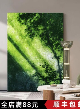 光影绿色系装饰画成品仿油画风景唯美高级感小清新玄关客厅摆挂画