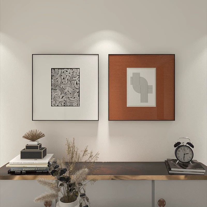 黑白简约方形装饰画创意北欧小众艺术法式高级感卧室客厅餐厅挂画