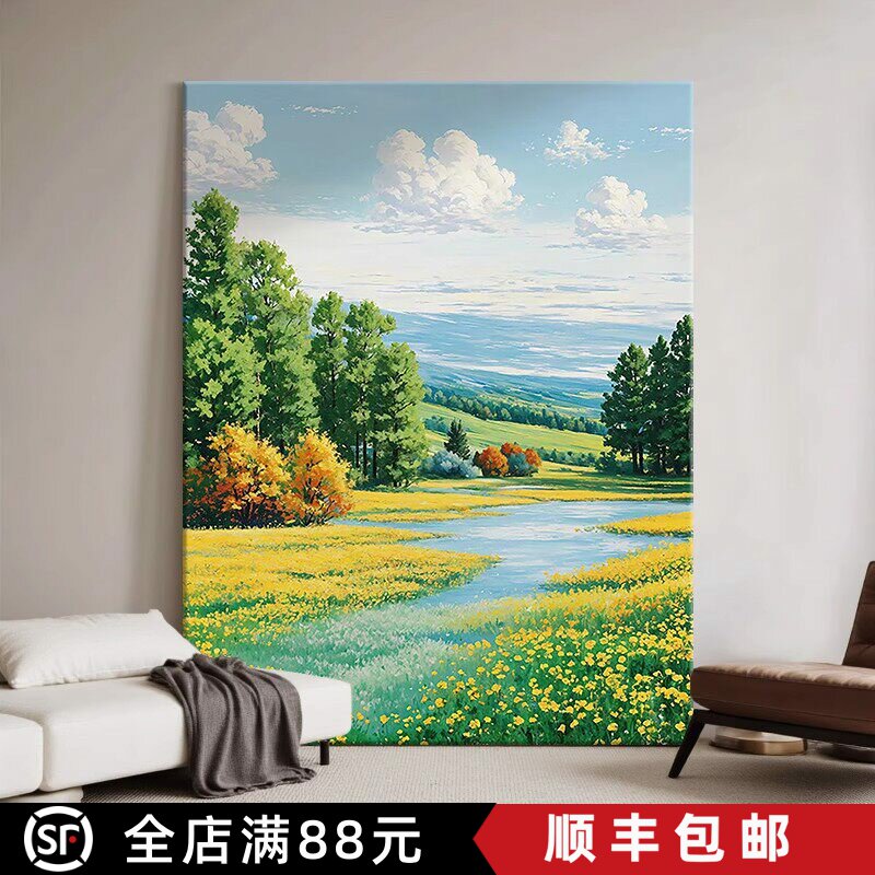 意式田园森林装饰画成品仿油画风景唯美治愈小清新卧室客厅摆挂画
