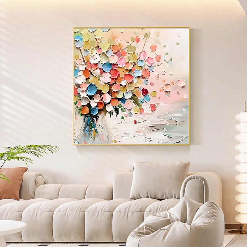 方形七彩树小众艺术装饰画成品仿油画水彩梦幻抽象卧室客厅摆挂画图片