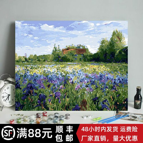 春天花卉田园装饰画成品仿油画风景清新唯美治愈系卧室客厅摆挂画