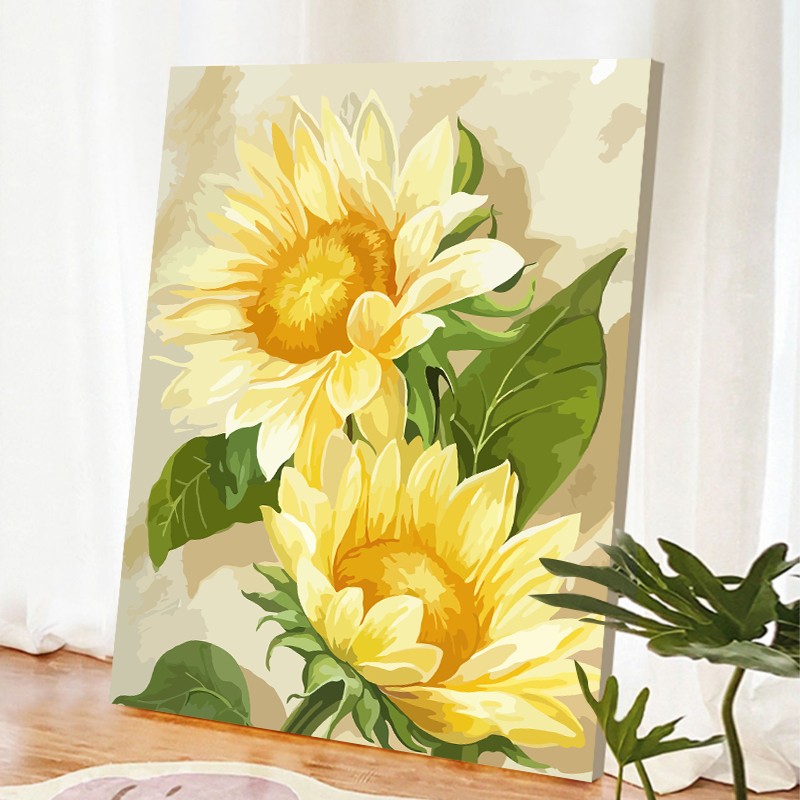 成品治愈系向日葵装饰画油画风花卉唯美阳光温馨卧室客厅餐厅挂画图片