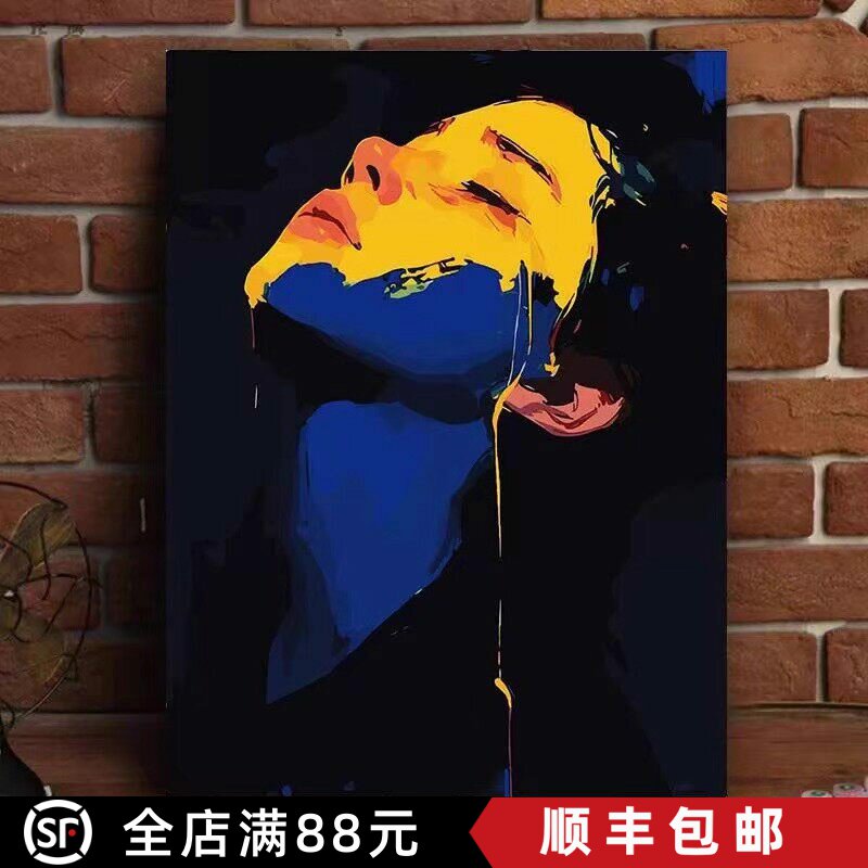 成品艺术感人物装饰画小众高级设计师简约仿油画风卧室客厅摆挂画