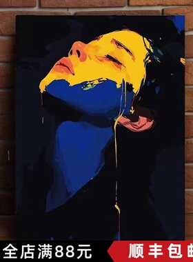 成品艺术感人物装饰画小众高级设计师简约仿油画风卧室客厅摆挂画