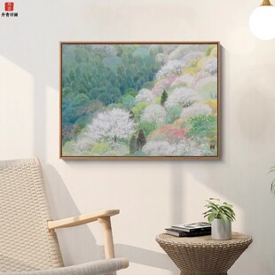 横版森林雪原装饰画仿油画风景小众艺术高级感唯美卧室客厅摆挂画