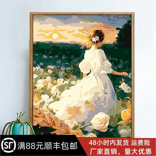 风景装饰画成品唯美花卉人物仿油画高清喷印客厅卧室餐厅高级挂画
