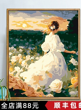 风景装饰画成品唯美花卉人物仿油画高清喷印客厅卧室餐厅高级挂画