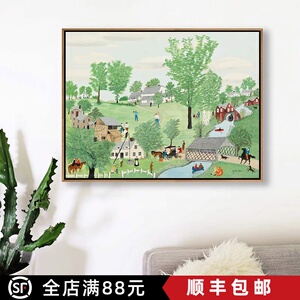 摩西奶奶装饰画成品仿油画风景乡村田园唯美小清新卧室客厅摆挂画