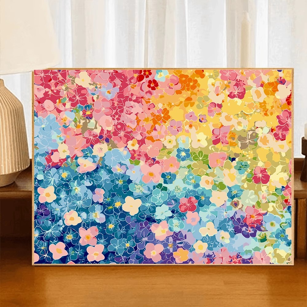 一路繁花成品装饰画仿油画风景七彩人物唯美高级感卧室客厅摆挂画