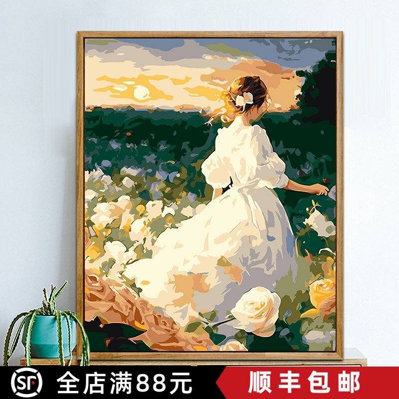 风景装饰画成品唯美花卉人物仿油画高清喷印客厅卧室餐厅高级挂画