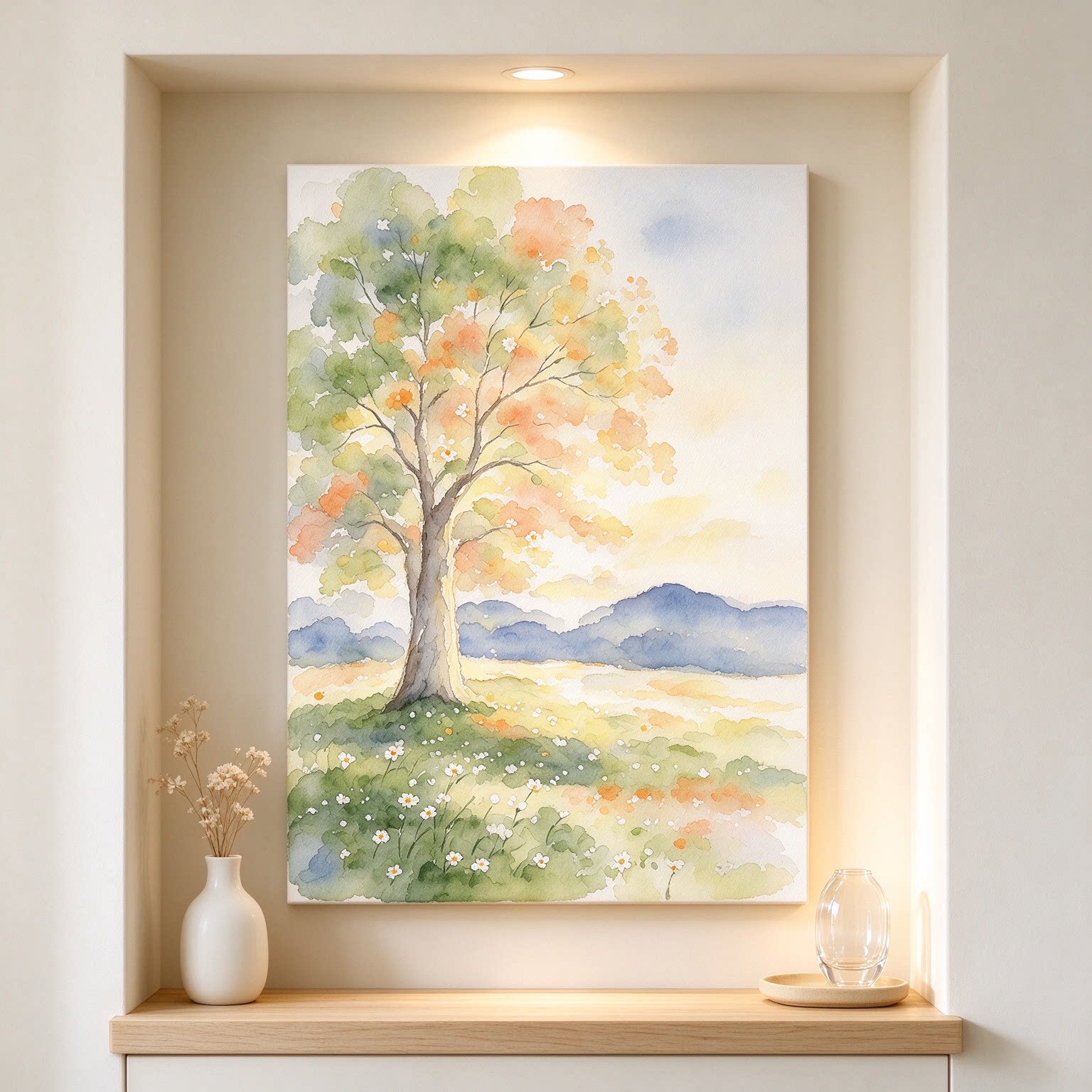 奶油风景装饰画田园仿油画唯美治愈清新艺术高级感卧室客厅摆挂画
