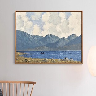 山水装饰画横版成品仿油画小众清新高级感艺术唯美卧室客厅摆挂画