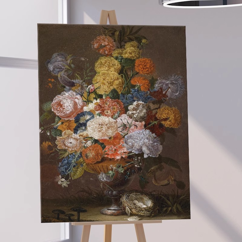 牡丹花卉装饰画成品仿油画复古庄重国风高级感唯美卧室客厅摆挂画图片