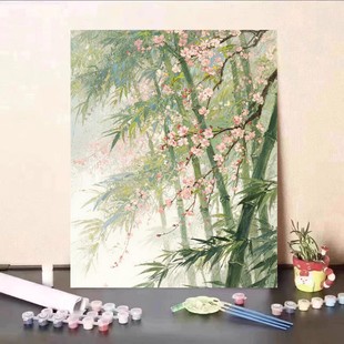 国风竹林装饰画成品仿油画水墨风景意境唯美古典高级卧室客厅挂画