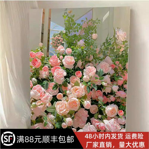 清新玫瑰高清装饰画成品仿油画风景唯美花卉小清新卧室客厅摆挂画