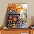 卧室客厅摆挂画 饰画仿油画风景成品治愈新中式 秋天枫叶中式 小巷装
