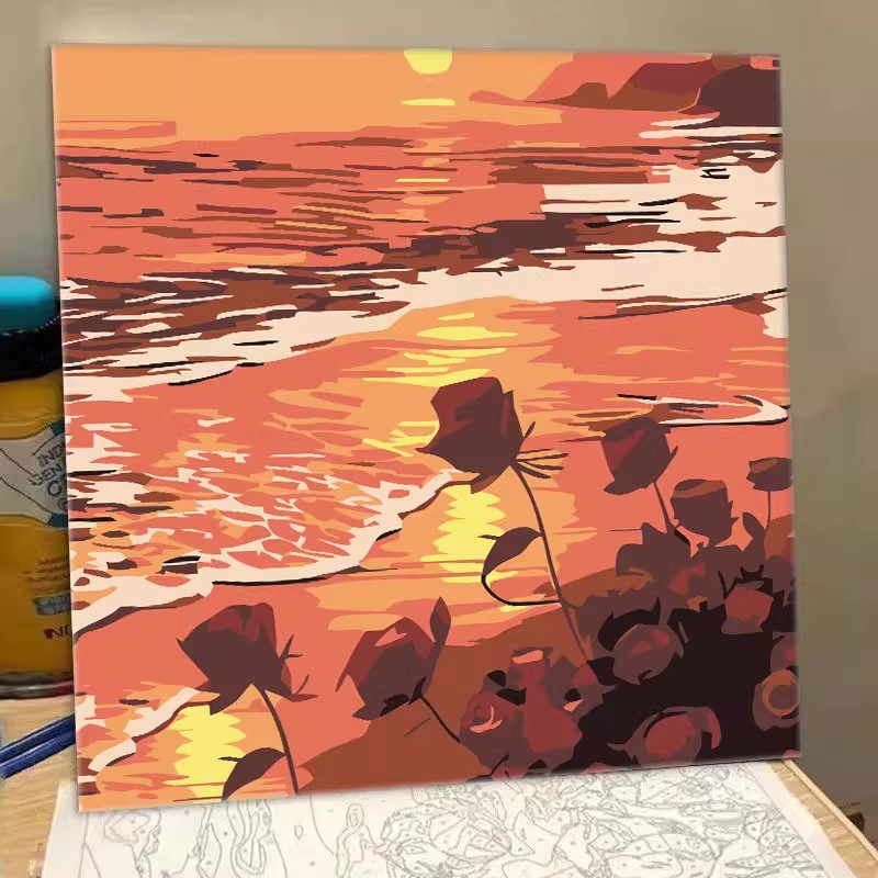 方形装饰画花卉成品仿油画风景可爱小狗卡通唯美卧室儿童房摆挂画图片