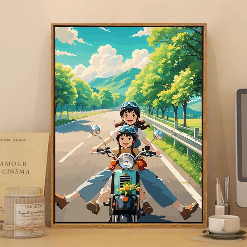 成品宫崎骏的夏天装饰画仿油画风动漫风景治愈唯美卧室客厅摆挂画图片