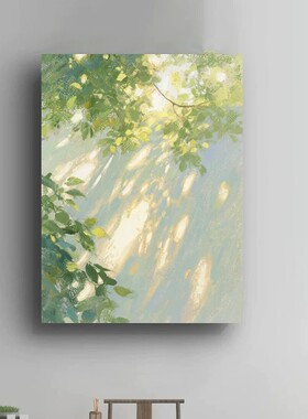 光影绿植装饰画小众仿油画成品氛围感艺术创意高级卧室客厅摆挂画
