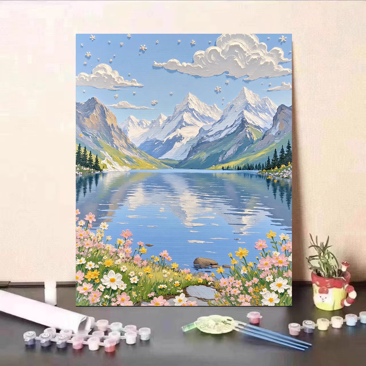 小雏菊风景油画风装饰画仿水彩成品喷印治愈小清新卧室客厅挂摆画
