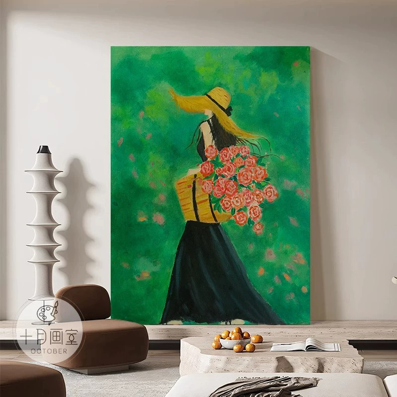 小众文艺少女花卉装饰画复古简约高级感艺术氛围感卧室客厅摆挂画