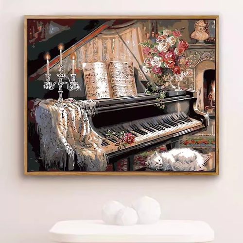 复古建筑装饰画中式欧式横版仿油画风景高级感小众卧室客厅摆挂画