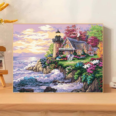 卡通童话风景宫崎骏装饰画仿油画水彩唯美治愈卧室客厅横版摆挂画