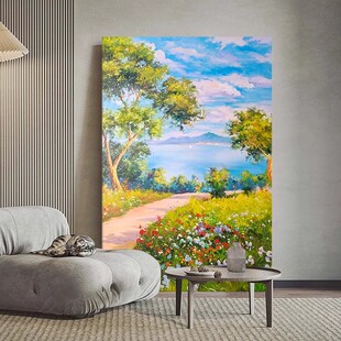 小路风景花卉装 饰画成品仿油画复古田园治愈高级感卧室客厅摆挂画