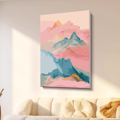 锦绣山河装饰画成品仿油画水墨风景新中式唯美高级卧室客厅摆挂画