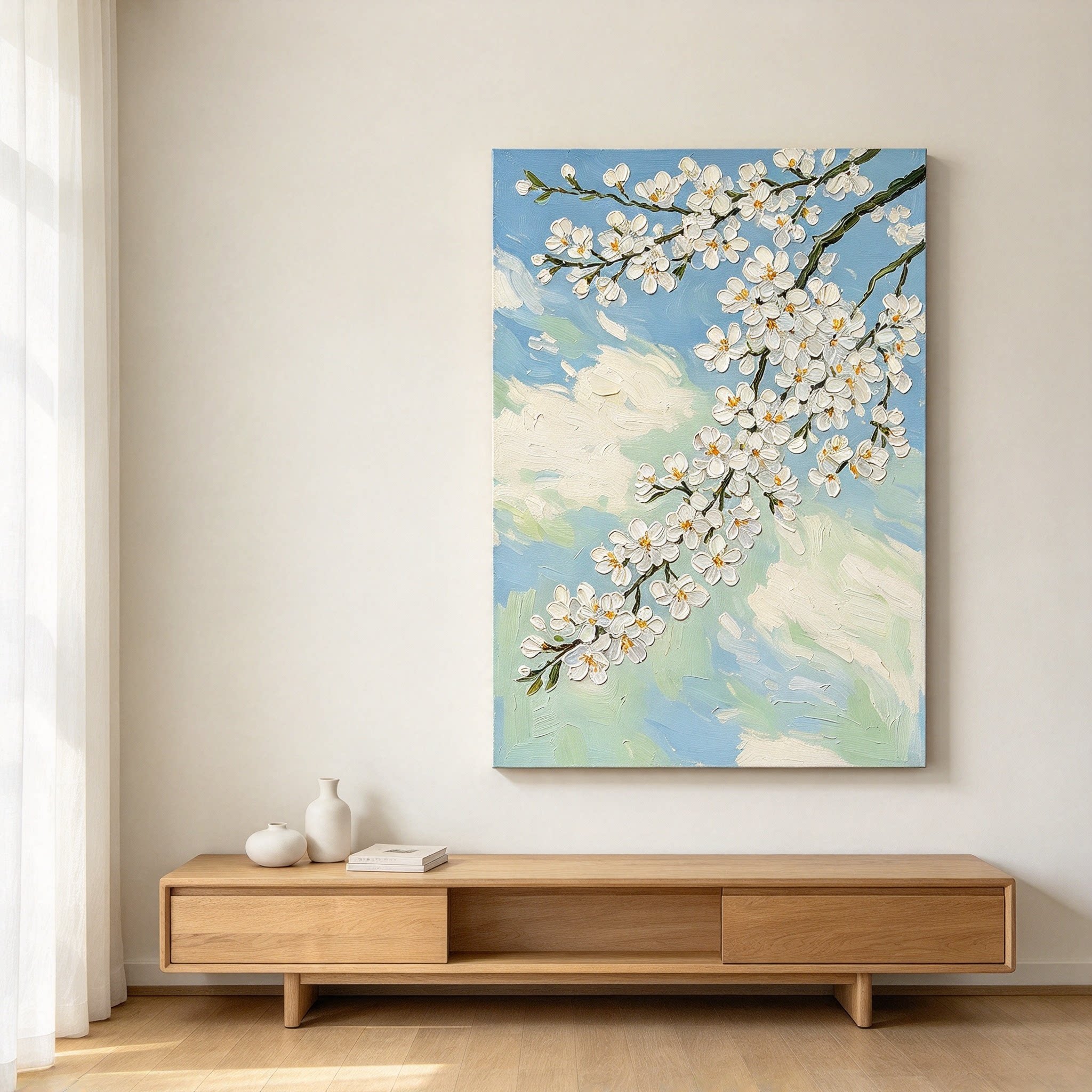 梵高星空花卉装饰画仿油画风景唯美清新高级感文艺卧室客厅摆挂画