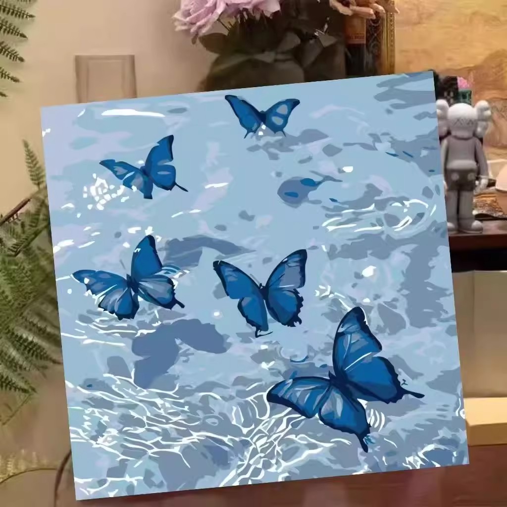 方形卡通装饰画花卉成品仿油画风景唯美治愈可爱卧室儿童房摆挂画图片
