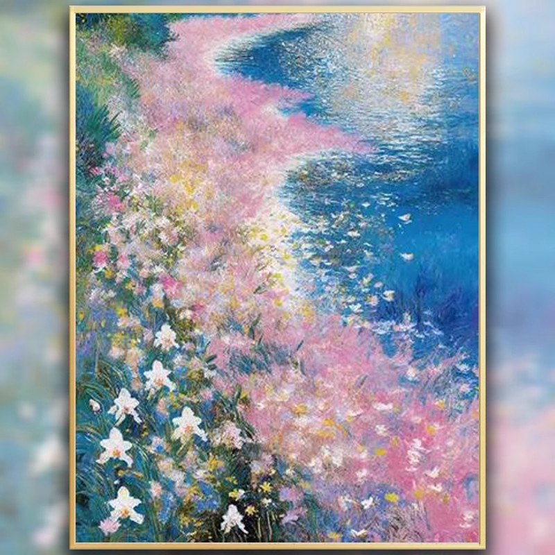 花海花卉装饰画成品仿油画风景唯美治愈梦幻高级感卧室客厅摆挂画图片